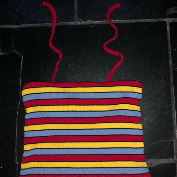 Brandy Melville Red Blue Yellow Striped Tank Top - Picture 2 of 4